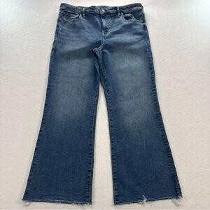 American Eagle High Rise Kick Boot Crop Jeans Womens 14 Dark Blue Denim Raw Hem